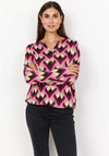 Soyaconcept Felicity Geometric Print V Cut Top, Pink