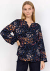 Soyaconcept Ima Leopard Half Button Blouse, Navy