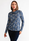 Soyaconcept Felicity Paisley Print Roll Neck Top, Navy