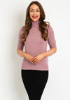 Soyaconcept Roll Neck Short Sleeve Knit Sweater, Pink