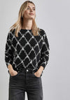 Street One Diamond Printed Sweatshirt, Black