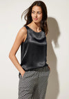 Street One Satin Look Sleeveless Top, Black