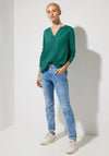 Street One Lightweight Button Up Blouse, Lagoon Green