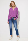 Street One Lightweight Button Up Blouse, Meta Lilac