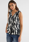 Street One Sleeveless Hinged Collar Blouse, Zebra Black