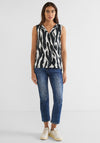 Street One Sleeveless Hinged Collar Blouse, Zebra Black