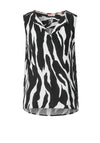 Street One Sleeveless Hinged Collar Blouse, Zebra Black