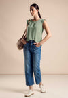 Street One Frill Trim Blouse, Soft Moss Green