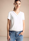 Street One Embroidered V Neck Top, White