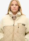 Superdry Womens Hybrid Borg Mix Jacket, Cream