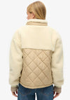 Superdry Womens Hybrid Borg Mix Jacket, Cream