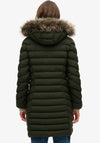 Superdry Fuji Faux Fur Hooded Coat, Green