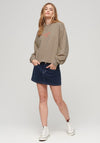 Superdry Womens Embroidered Loose Crew Sweatshirt, Beige