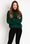 Superdry Womens High Neck Cable Knit Sweater, Pine Green