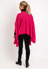 Surkana One Size Open Short Knit Poncho, Fuchsia