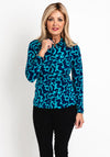 Surkana Ornate Print Collared Top, Blue