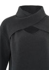 YAYA Crossover Neckline Sweater, Phantom Black