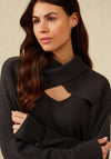 YAYA Crossover Neckline Sweater, Phantom Black