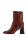 Tamaris Leather Block Heeled Boots, Cognac