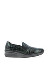 Rieker Crocodile Print Shimmer Slip-On Shoes, Green Multi