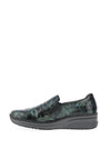 Rieker Crocodile Print Shimmer Slip-On Shoes, Green Multi