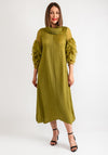 Thanny Collar Ruffle Sleeve Midi Dress, Olive Green