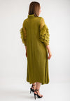 Thanny Collar Ruffle Sleeve Midi Dress, Olive Green