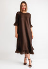 Thanny Ruffle Trim Midi Dress, Brown