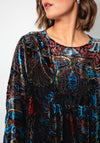 Thanny Paisley Velour Semi Sheer Smock Dress, Multi-Coloured