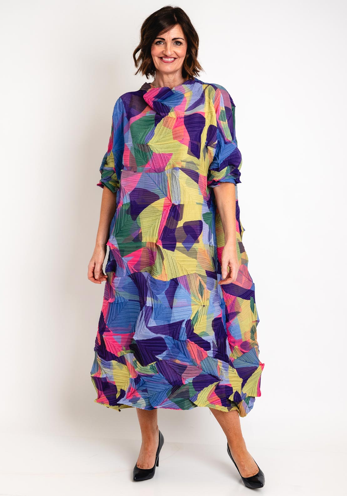 Thanny Pleated Patchwork One Size Dress, Multi-Coloured - McElhinneys