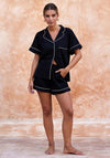 The Night Store Luxurious Cotton Short Pyjama Set, Black