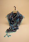 The Serafina Collection Floral Print Tassel Scarf, Blue