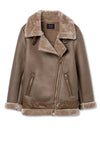 Tiffosi Gilao Faux Leather Aviator Jacket, Brown