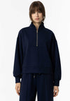 Tiffosi Noa Button Detail Half Zip Sweatshirt, Navy