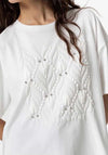 Tiffosi Strass Leaf Printed Diamante T-Shirt, White