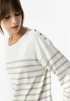 Tiffosi Venice Striped Button Detail Top, Ecru