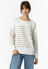 Tiffosi Venice Striped Button Detail Top, Ecru