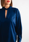 Tiffosi Stephanie Spot Print Satin Blouse, Dark Blue