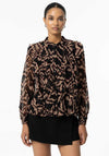 Tiffosi Quimbe Printed Ruffled Chiffon Shirt, Black