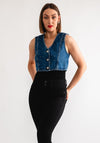 Tiffosi Amber Embellished Denim Waistcoat, Blue