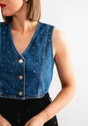 Tiffosi Amber Embellished Denim Waistcoat, Blue