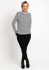 Tiffosi Crew Neck Striped Top, Black & White