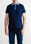 Tom Penn Stripe Contrast Trim Polo Shirt, Navy