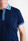 Tom Penn Stripe Contrast Trim Polo Shirt, Navy