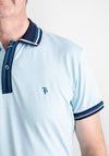 Tom Penn Stripe Contrast Trim Polo Shirt, Sky Blue