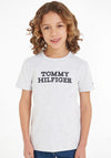 Tommy Hilfiger Boys Short Sleeve Logo Tee, Light Grey Heather