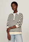 Tommy Hilfiger Striped Polo Sweatshirt, Cream and Navy