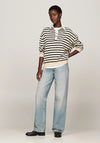 Tommy Hilfiger Striped Polo Sweatshirt, Cream and Navy