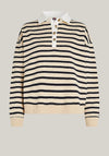 Tommy Hilfiger Striped Polo Sweatshirt, Cream and Navy