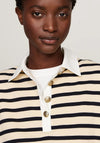 Tommy Hilfiger Striped Polo Sweatshirt, Cream and Navy